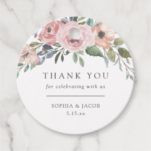 Subtle Watercolor Roses Floral Wedding Favour Tags
