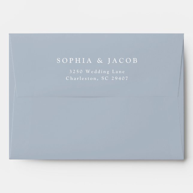 Subtle Watercolor Roses | Light Blue Pre-Printed Envelope (Back (Top Flap))