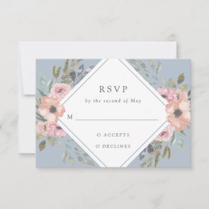 Subtle Watercolor Roses   Light Blue Wedding RSVP Card