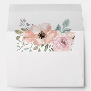 Subtle Watercolor Roses Pre-Printed Wedding Envelope