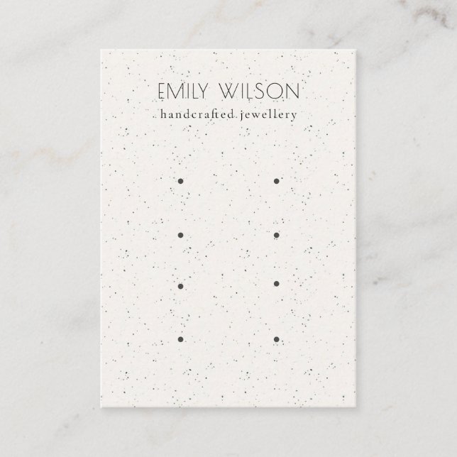 Subtle White Ceramic Texture 4 Earring Display Business Card (Front)