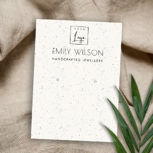 SUBTLE WHITE CERAMIC TEXTURE EARRING DISPLAY LOGO BUSINESS CARD