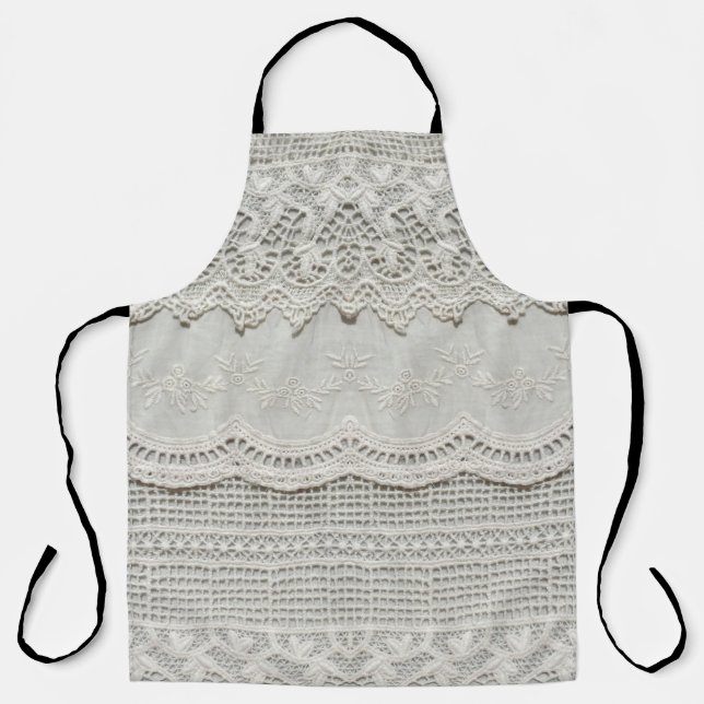 Subtle white lace, textile close-up. apron (Front)