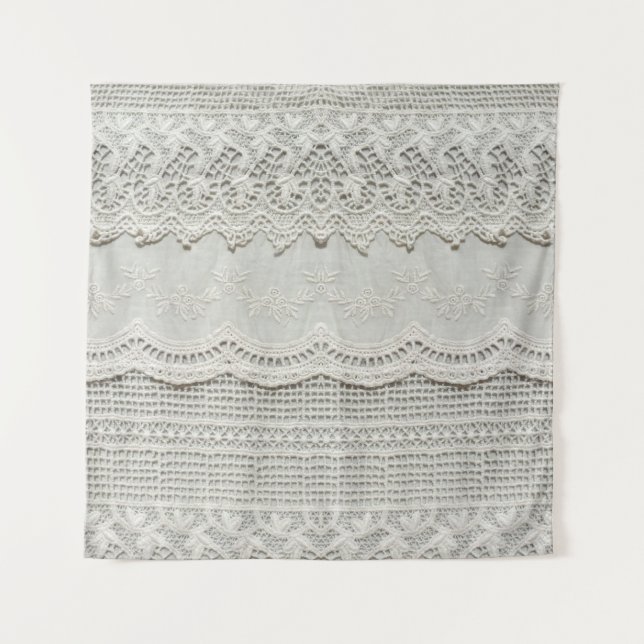 Subtle white lace, textile close-up. tapestry (Front)