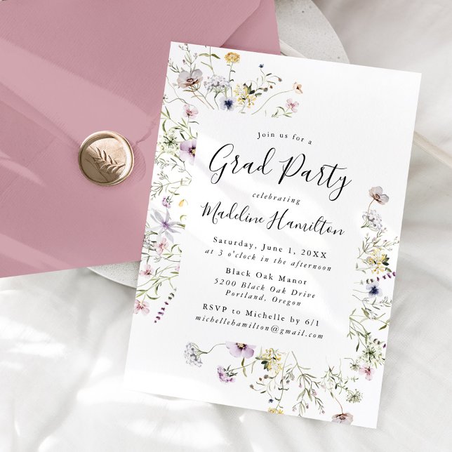 Subtle Wildflowers Graduation Party Invitation (Creator Uploaded)
