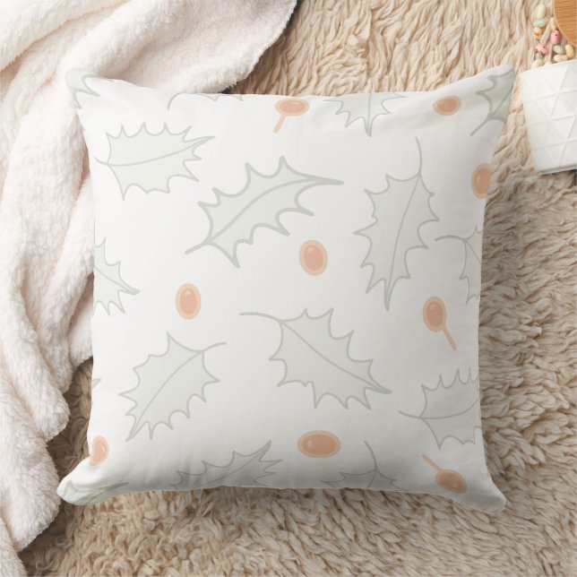 Subtle Winter Holly Berry Pattern Cushion (Blanket)