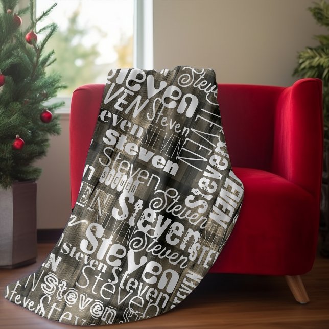 Subway Art any text tartan black baffalo plaid Fleece Blanket (Creator Uploaded)