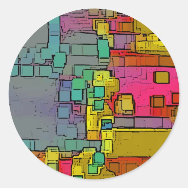 "Subway" Geometric Art Classic Round Sticker (Front)