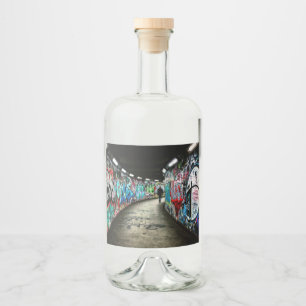 Subway graffiti art liquor bottle label