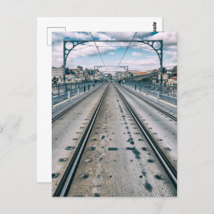 Subway railway on Dom Luis I bridge superior deck Postcard