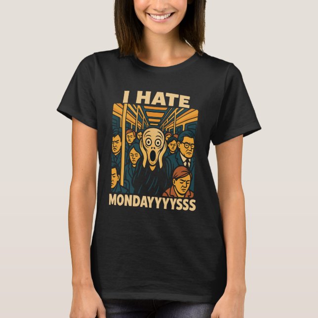 Subway Rush Hour Scream Hate Mondays T-Shirt (Front)