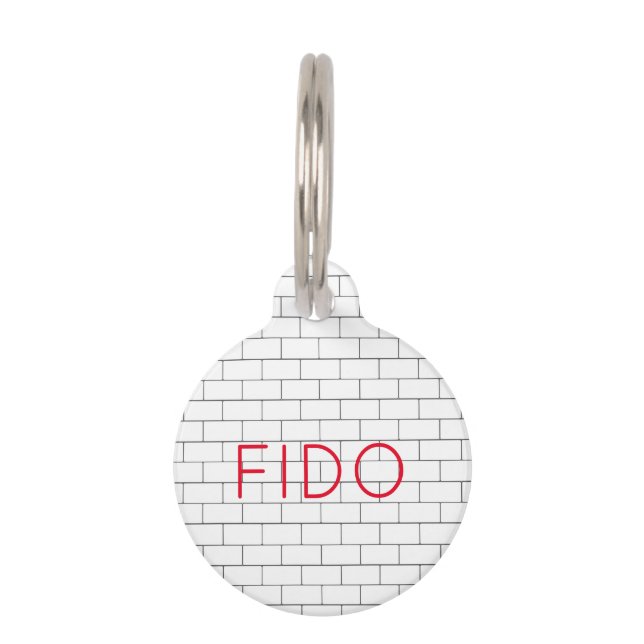 Subway Tile Modern PET NAME PHONE Architectural  Tag (Front)