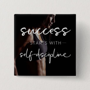 Success And Discipline - Women's Gym Motivational 15 Cm Square Badge