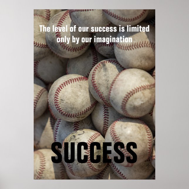 Success Baseball Inspirational Motivational Poster (Front)