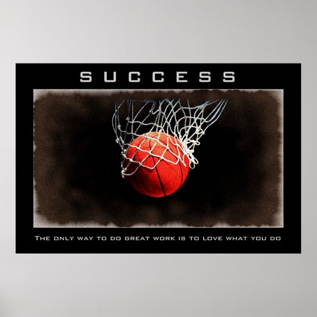 Success Close-up Basketball Artwork Motivational Poster (Front)
