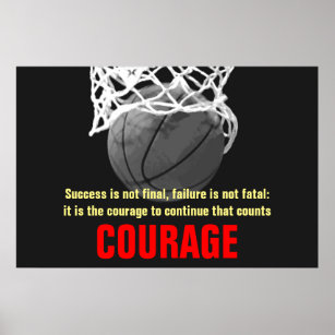 Success Courage Basketball Inspirational Poster