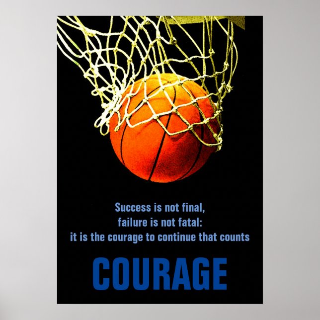 Success Courage Basketball Inspirational Poster (Front)