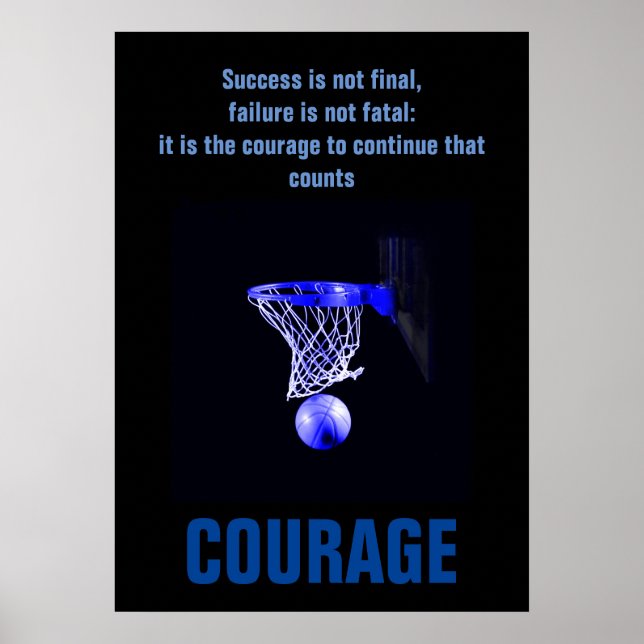 Success Courage Basketball Inspirational Poster (Front)