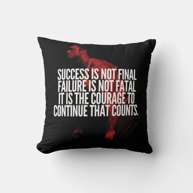 Success, Failure and Courage. Workout Motivational Cushion (Front)