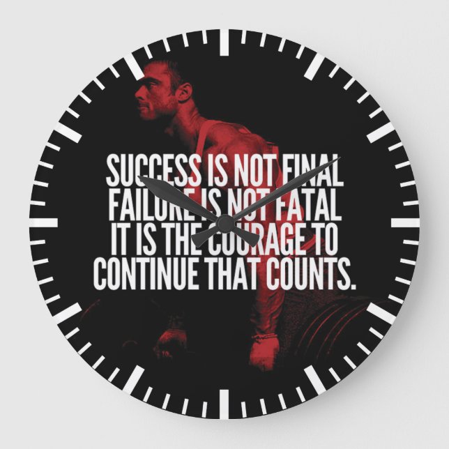 Success, Failure and Courage. Workout Motivational Large Clock (Front)