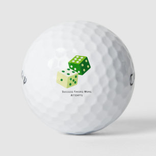 'Success Favours More Attempts' Green Dice Mindset Golf Balls