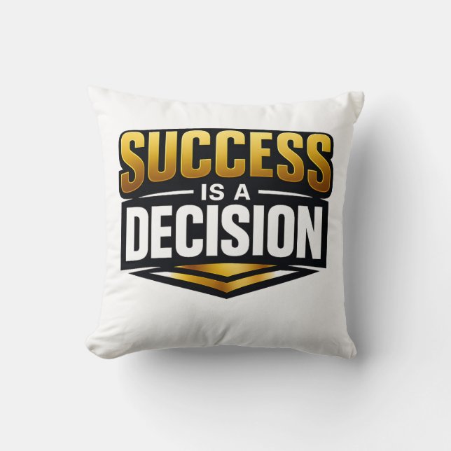 Success Gold Typography on Black Cushion (Front)