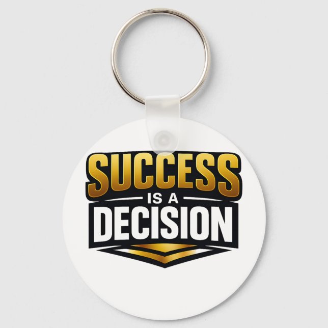 Success Gold Typography on Black Key Ring (Front)