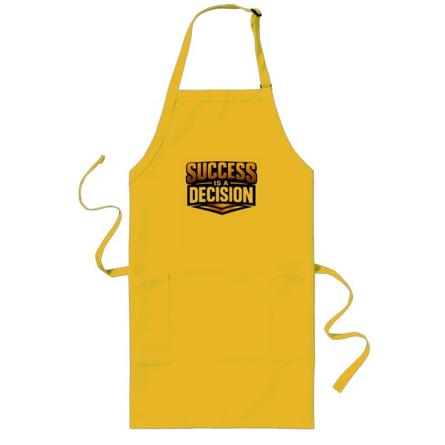 Success Gold Typography on Black Long Apron (Front)