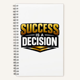 Success Gold Typography on Black Notebook