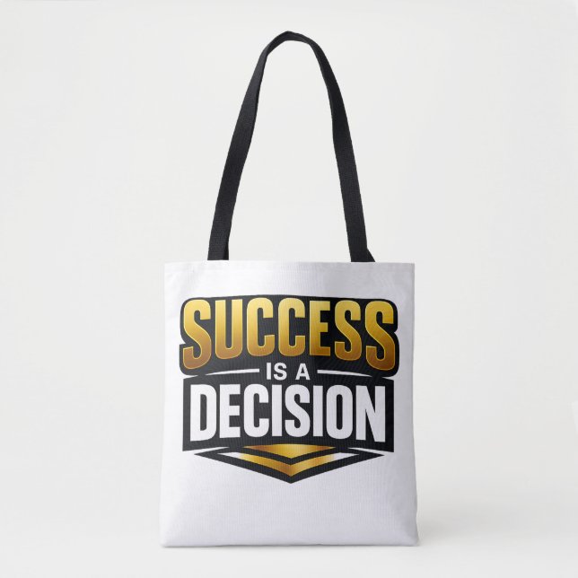 Success Gold Typography on Black Tote Bag (Front)
