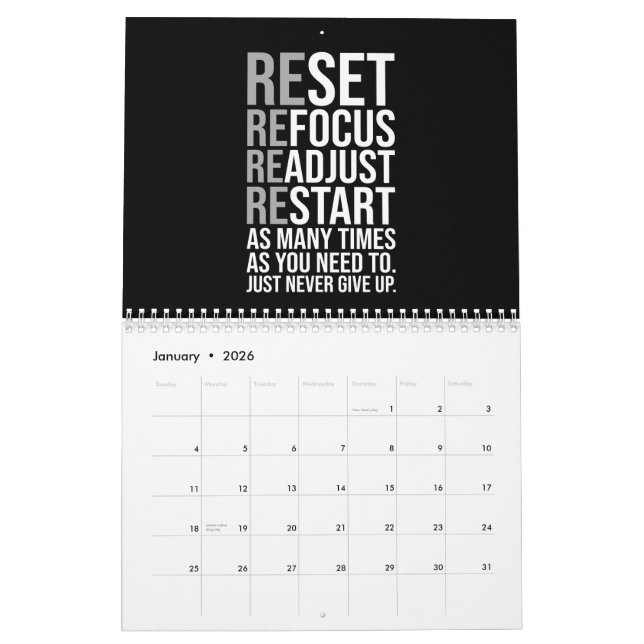 Success Grind Entrepreneur Gym Hustle Inspiration Calendar (Jan 2026)
