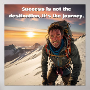 Success & Hard Work Mountain climber Motivational  Poster