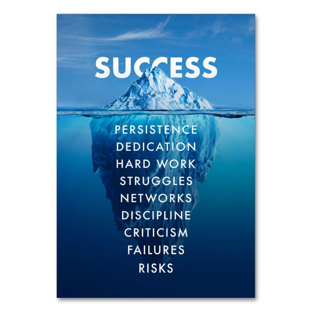 Success Iceberg Hard Work Table Number (Front)