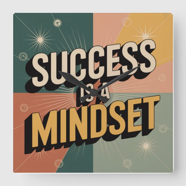 Success Is A Mindset Square Wall Clock (Front)