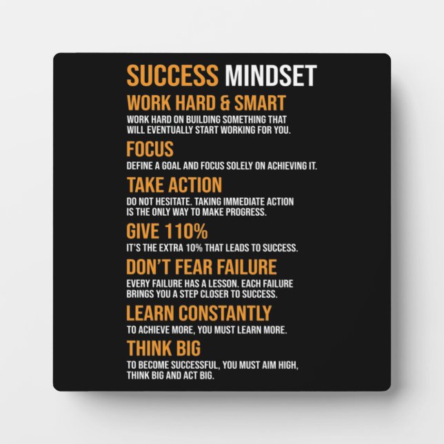 Success Mindset - Motivational Plaque (Front)