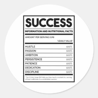 Success Nutritional Facts Classic Round Sticker