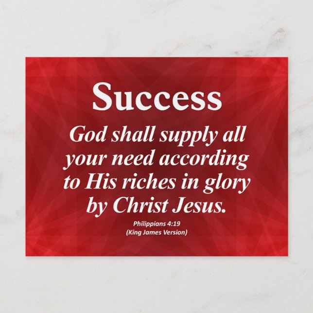 Success Philippians 4:19 Postcard (Front)