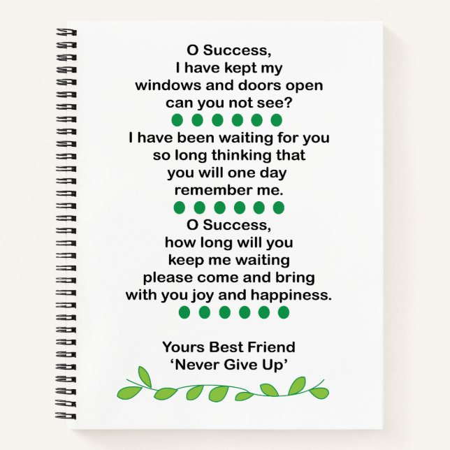 Success Poetry Inspirational Motivational Notebook (Front)