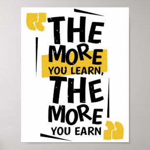 Success Quote The More You Learn Poster