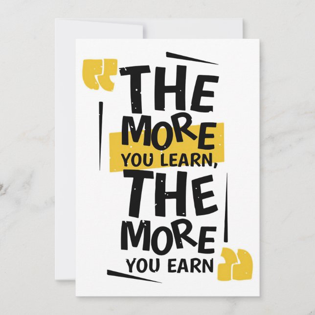 Success Quote The More You Learn Save The Date (Front)