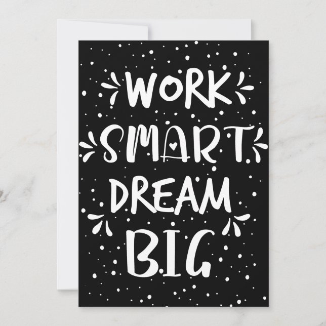 Success Quote Work Smart Dream Big Thank You Card (Front)