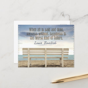 "Success without happiness" Inspirational Quote Postcard