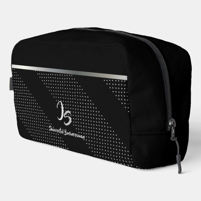 "Successful Businessman" Personal Silver Monogram Dopp Kit (Right Corner)