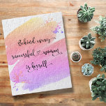 Successful Woman Chic Pink Watercolor Typography<br><div class="desc">“Behind every successful woman is herself.” So who needs Prince Charming? Make your own “happily ever after” and embrace “girl power” whenever you work on this stylish, colorful, inspirational feminist jigsaw puzzle with sweet black handwritten script typography overlaying a yellow, peach, pink and purple ombre watercolor splash. Makes a great...</div>