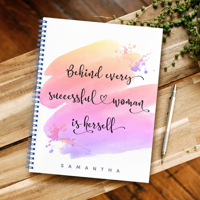 "Successful Woman" Pink Watercolor Typography Chic Notebook (Creator Uploaded)