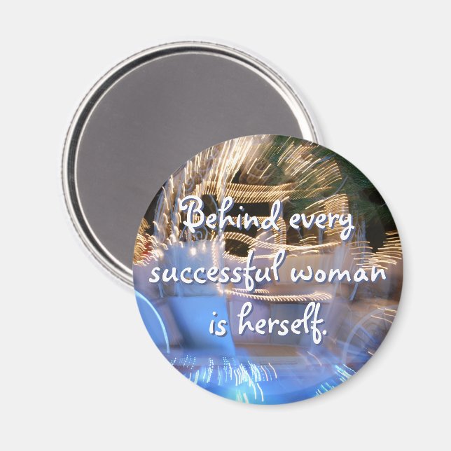 Successful woman power quote blue gold coach photo magnet (Front/Back)
