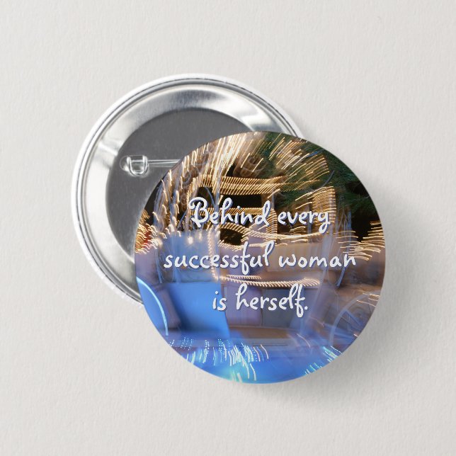 Successful woman power quote gold coach photo bold 6 cm round badge (Front & Back)