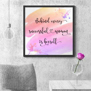 Successful Woman Quote Script Pink Watercolor Poster