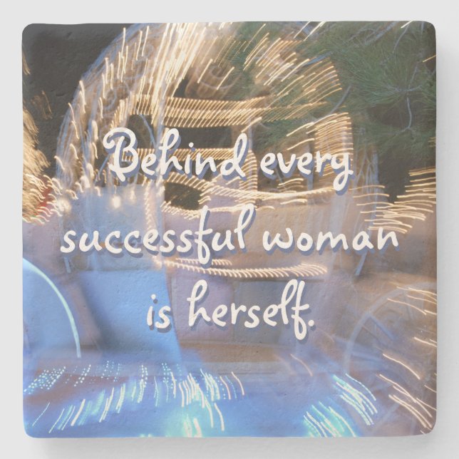 Successful Woman Quote Sparkly Gold Coach Photo Stone Coaster (Front)