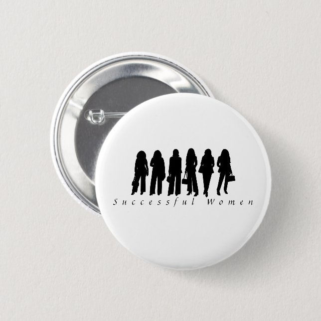Successful Woman Silhouette Round Button  (Front & Back)